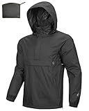 Outdoor Ventures Herren Regenjacke Wasserdichter Pullover mit Kapuze Packbare Reflektierende Jacke...