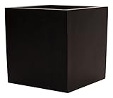 Pflanzkübel, Blumenkübel Fiberglas quadratisch 60x60x60cm elegant schwarz-matt.