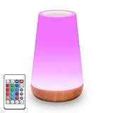 HOOMOOZ LED Nachttischlampe mit Fernbedienung, Touch Dimmbar Kinder Nachtlampe 13 Farben und 4 Modi,...