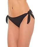 Aquarti Damen Bikinihose seitlich zum Binden Hüftslip in schönen Unifarben, Farbe: Schwarz,...