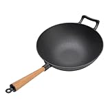 YDuupxe Wok aus Gusseisen, Frittierpfanne mit Gleichmäßiger Wärmeverteilung,...