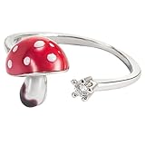 Garneck Offener Ring für Damen mit Einzigartigem Pilzdesign Verstellbarer Ästhetischer Schmuck...