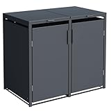 DEGAMO Mülltonnenbox 2-er Mülltonnenhaus MÜNCHEN für 2X Tonnen 120 und 240 Liter, Stahl...