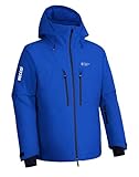 Herren Wasserdicht Skijacke Winddicht Snowboardjacke Warm Outdoor Winterjacke mit Kapuze Blau L