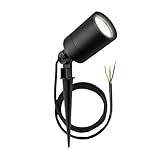 Ledvion LED Gartenstrahler Aluminium, IP65, GU10 Fassung, 1m Kabel, Erdspießstrahler Schwarz