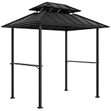 Outsunny Grilllaube Grillhütte mit festem Außenzelt, Gartenlaube für den Außenbereich mit 2...