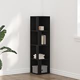 WEMYUFURN Eckschrank aus Massivholz Eiche Schwarz, Moderne Eckkommode mit 5 Regalen, Platzsparend...