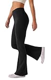 Glacspyg Damen Hose High Waist Schlaghose Bootcut Flared Yogahose Bauchtraining Elastische Freizeit...