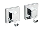 WENKO Vacuum-Loc® Wandhaken Quadro, 2er Set, Handtuchhaken für Badezimmer und Küche,...