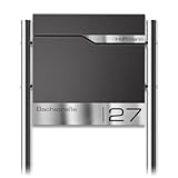 Metzler Standbriefkasten in Eisenglimmer - Pulverbeschichtet & mit Zeitungsfach - Inkl. Edelstahl...