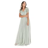 Maya Deluxe Damen Ballkleid Abendkleid V-ausschnitt Maxi Länge Pailletten Kurze Ärmel Für...