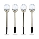 Relaxdays Gartenleuchte Glaskugel im 4er Set, wasserdichte LED Solarleuchten in Bruchglas Optik,...
