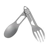 Faltbares Campinghelfer: Kompakte Gabel aus Titan mit polierten Kanten, wiederverwendbares...