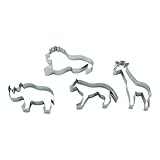 BekkiB - 4er Set 'Wildtiere' - Löwe, Giraffe, Nashorn & Wolf - Spülmaschinengeeignete...