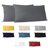 Dreamzie Kissenbezug 40 x 80 (Set mit 2) - 100% Jersey Baumwolle 150 g/qm Kissenbezüge -Anthrazit -...