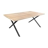 Riess Ambiente Industrial Esstisch LOFT - 160cm - Natur schwarz - rechteckig Eiche-Dekor X-Gestell...