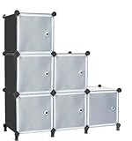 AWTATOS Steckregal 6 Würfel Aufbewahrungssystem Kombiregale mit Türen Regal Würfel DIY...