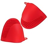 Qinsky Silicone Ofenhandschuh aus dickem Silikon,2 Pcs Silikon Ofenhandschuhe Mini-Ofenhandschuhe...