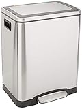Amazon Basics 30L Rechteckig Dual Bin Soft-Close Mülleimer mit Fußpedal - 2 x 15 litre Eimer,...