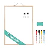 QUEENLINK Doppelseitiges Magnetisches Whiteboard, 30 x 40cm Dry Erase Board für die Wand, Kleine...