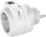 revolt USB Adapter Steckdose: 3in1-Steckdose mit USB Typ C & 2x USB Typ A, 230 Volt, 3,6 A, 18 Watt...