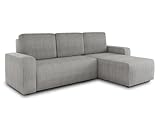Ecksofa Roma L mit Schlaffunktion und Bettkasten - Cord Stoff - L-Form Couch, Polstersofa,...