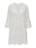 ONLY Damen Tunika Kleid ONLThyra Peplon Dress Sommerkleid mit 3/4-Ärmeln 15267999 Cloud Dancer M