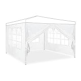 Relaxdays Seitenwand für Pavillon 4er Set, 2x3 m, Seitenteile mit Fenster & Reißverschluss,...