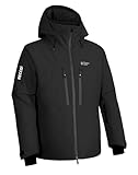 Herren Wasserdicht Skijacke Winddicht Snowboardjacke Warm Outdoor Winterjacke mit Kapuze Schwarz L