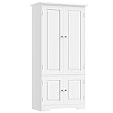FOREHILL Mehrzweckschrank weiß Wohnzimmerschrank Küchenschrank Hochschrank mit 4 Türen und...