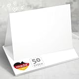 Funke & Brand 50x Tischkarten Blanko Weiß - Hochwertige Namensschilder Hochzeit - Kärtchen zum...