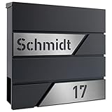 AlbersDesign - Personalisierter Design Briefkasten individuell mit Name/Anthrazit (RAL7016) - mit...