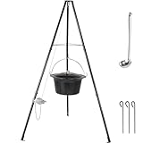 TLSUNNY 15L Gulaschkessel mit Dreibein und Löffel, Original Ungarischer Gulaschkessel, mit...