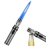 Feuerzeuge Sturmfeuerzeug Flammenwerfer Gas Nachfüllbar, Einstellbare Flamme Windfeste...