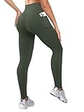 COPYLEAF Leggings mit hoher Taille für Damen, Workout, Po-Heben, Yogahose mit Taschen,...