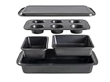 5-teiliges Antihaft-Backformen-Set – Kastenform, quadratische Pfanne, Muffinform, Bräter und...