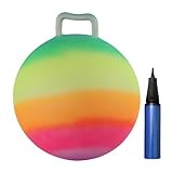 Oshhni mit Griff und Luftpumpe 18 Zoll Springender Regenbogen Hüpfball für drinnen und draußen,...