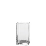 LEONARDO HOME Lucca, Vase aus transparentem Glas, handgefertigte, rechteckige Glasvase in modernem...