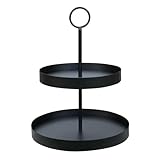 Etagere LENJA schwarz aus Metall modernes Design 2-stöckige Metalletagere