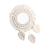 jojofuny Boho Wandspiegel Beige Vintage Baumwollgewebe Handgefertigt Dekorativer Wandspiegel...