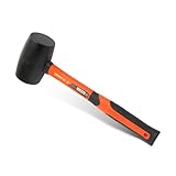 KENDO - Gummihammer schwarz - 450 g - mit ergonomisch geformtem Soft-Grip Fiberglasstiel für besten...