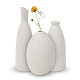 Keramikvase Vase Set, 3 weiße Mini Vase, Blumenvasen aus Keramik, für Moderne Wohnkultur,...