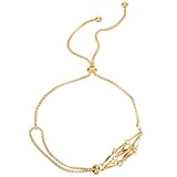 LIGIGWASH Verstellbares Armband Damen Goldfarben Geflochtener Metall Kristallhalter Handgefertigt...