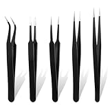 TIESOME 5 Stück Edelstahl Präzisionspinzette Set, 5 Stile Perlen Pinzette für Handwerk...