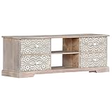 Fangmaliuyun Lowboard 120x30x40 cm Akazie Massivholz Fernsehschrank mit 4 Schubladen Handgeschnitzte...