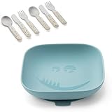 MiaMia Baby Esslern Set | Silikon Teller mit Saugnapf & 6-teiliges Kinderbesteck aus Edelstahl |...