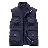 Wjnvfioo Herrenweste aus Fleece, doppelseitig, lässig, lockerer Stil, mehrere Taschen, Angelwesten,...