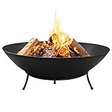 Köhko Feuerschale Marbela ca. 50x50x24 cm aus Stahl mit 3 Füße für Grillabend Gartefeuer BBQ...
