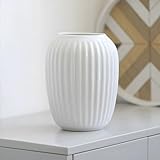 Vase Weiß, Klein Deko Vasen aus Keramik, Blumenvase Modern für Tischdeko Innenbereich - 20 cm,...