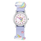Baluue Kinderarmbanduhr Einhorn Motiv Cartoon Mädchen Uhr Quarzuhr mit Präzisem Mechanismus...